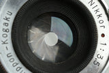 Nippon Kogaku Nikon Nikkor 50mm F/3.5 Lens for Leica L39 #36405C2