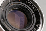 Chiyoko Super Rokkor 50mm F/2 C Lens for Leica L39 #62328C1