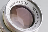 Leica Leitz Elmar 90mm F/4 Lens for Leica L39 #64297T