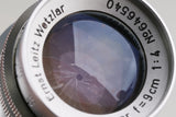 Leica Leitz Elmar 90mm F/4 Lens for Leica L39 #65801T
