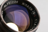 Nikon Nippon Kogaku Nikkor-S.C Black Paint 50mm F/1.4 Lens for Nikon S #65860A4